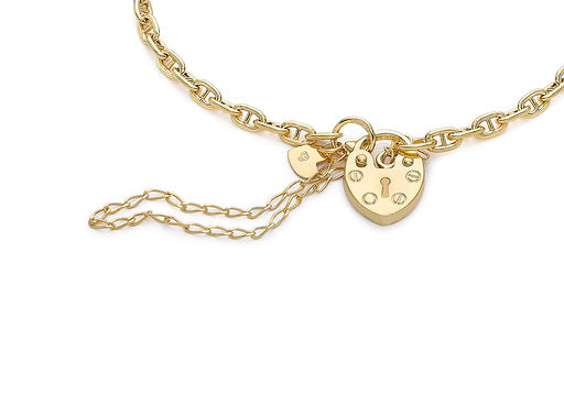 Yellow Gold Rambo Chain Padlock & Safety Chain Bracelet