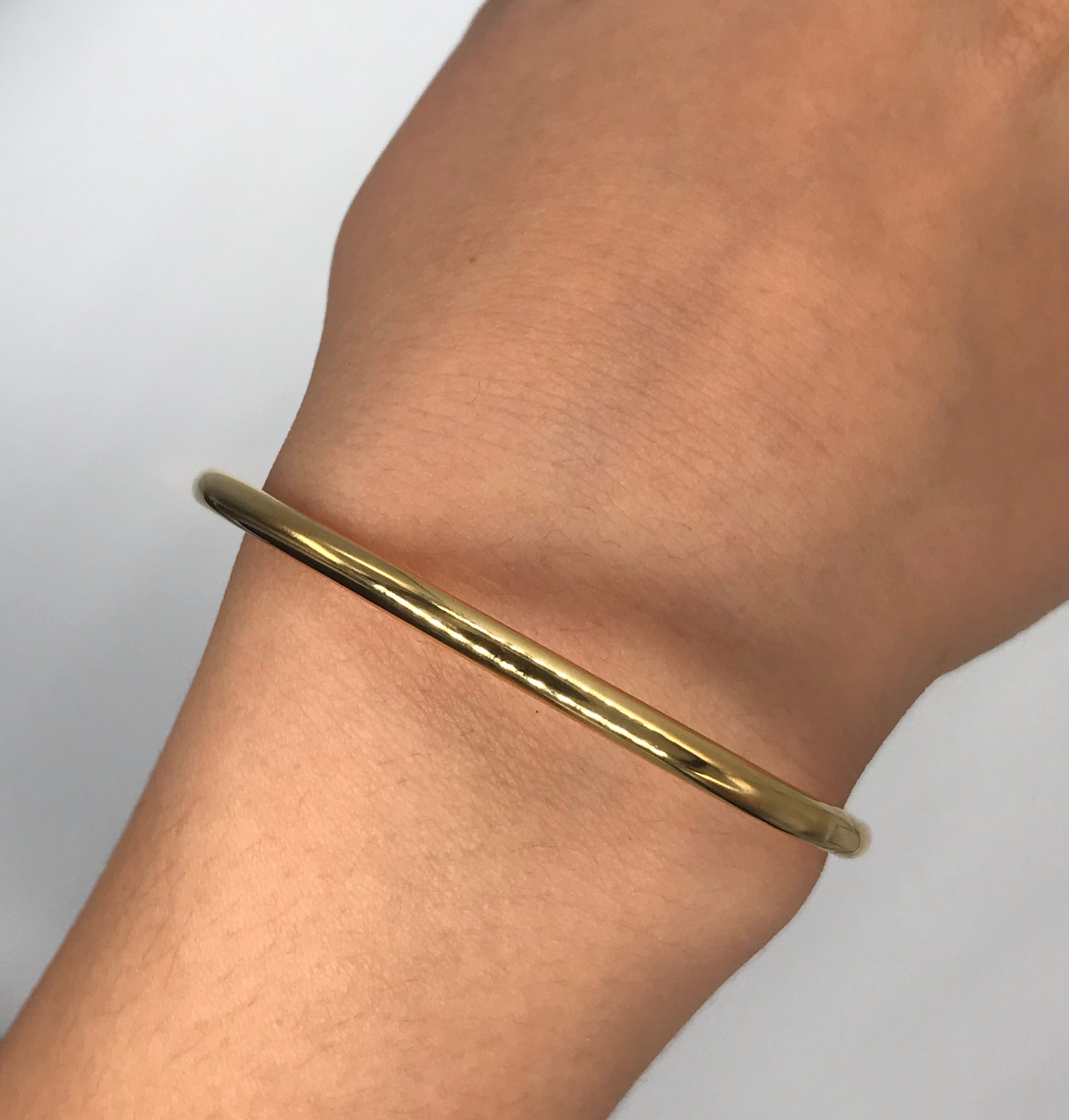 9ct Gold 3mm Domed Bangle With Secret Clasp