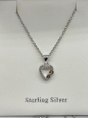 Two Tone Heart Pendant with CZ Detail
