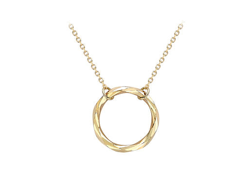 Yellow Gold Diamond Cut Ring Necklace