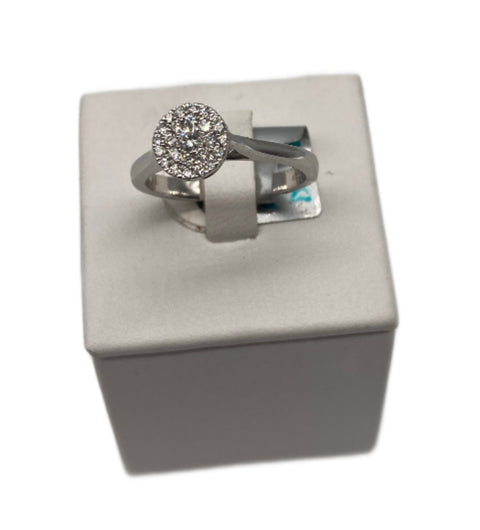 White Gold Round Cluster Engagement Ring