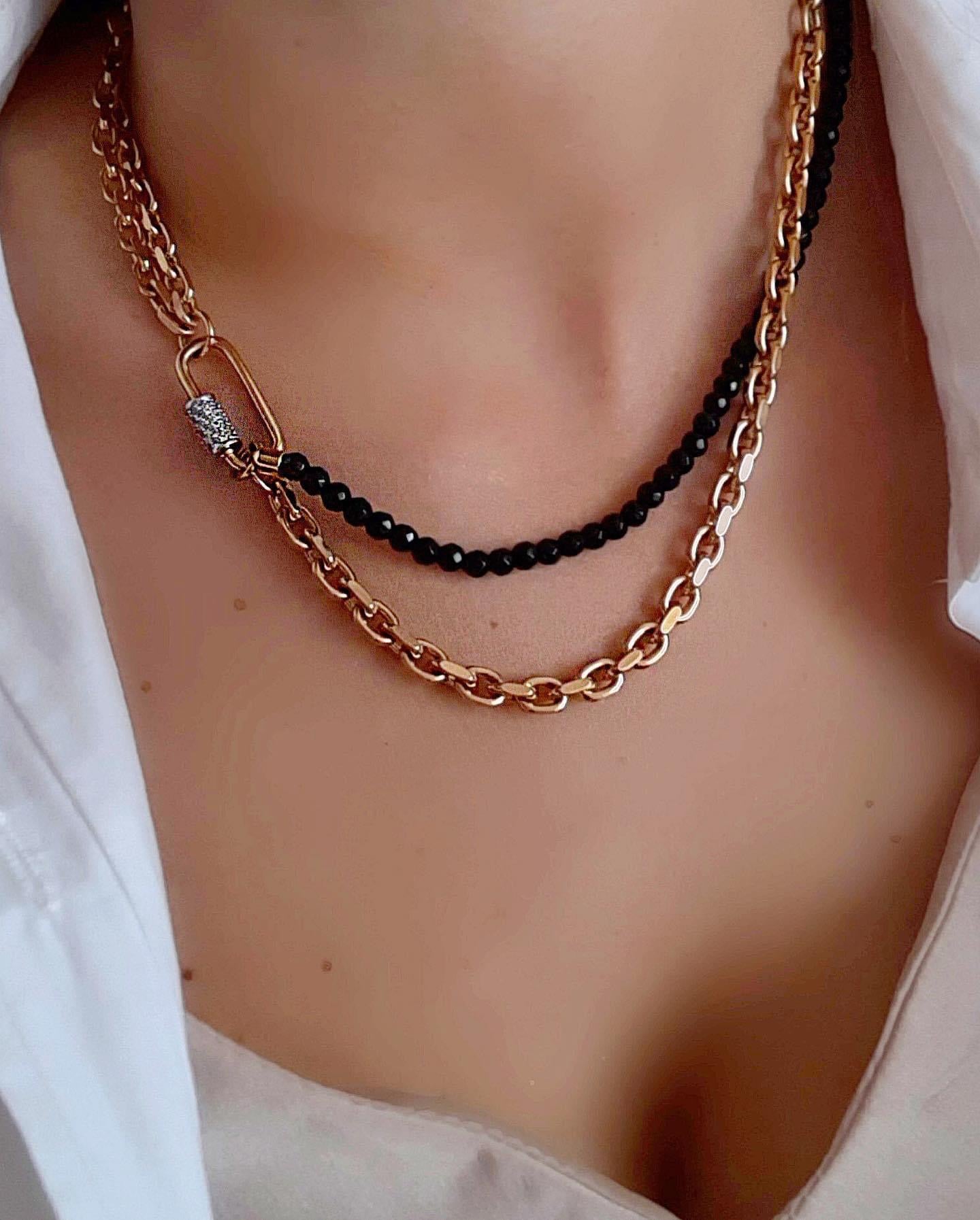 Rebecca rose gold and black necklace