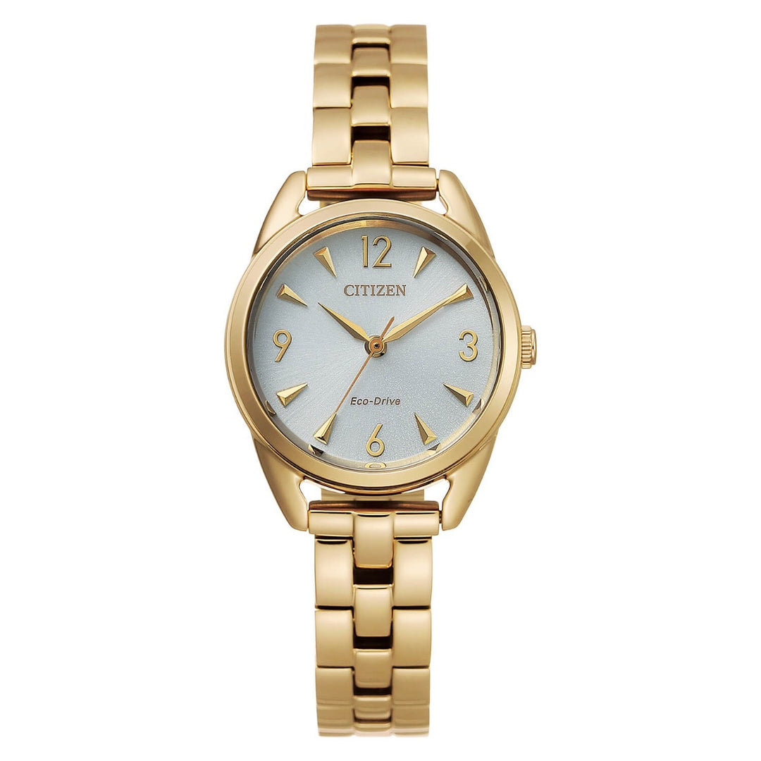 Citizen Eco Drive Silver Dial Gold Plated Watch