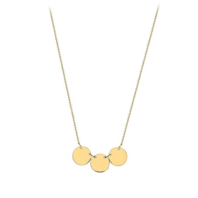 9ct Gold Three Disc On Chain