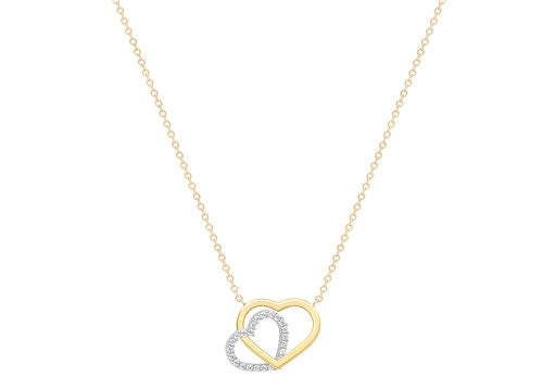 Two-Colour Gold Plain Heart Necklace