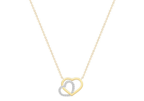 Two-Colour Gold Plain Heart Necklace