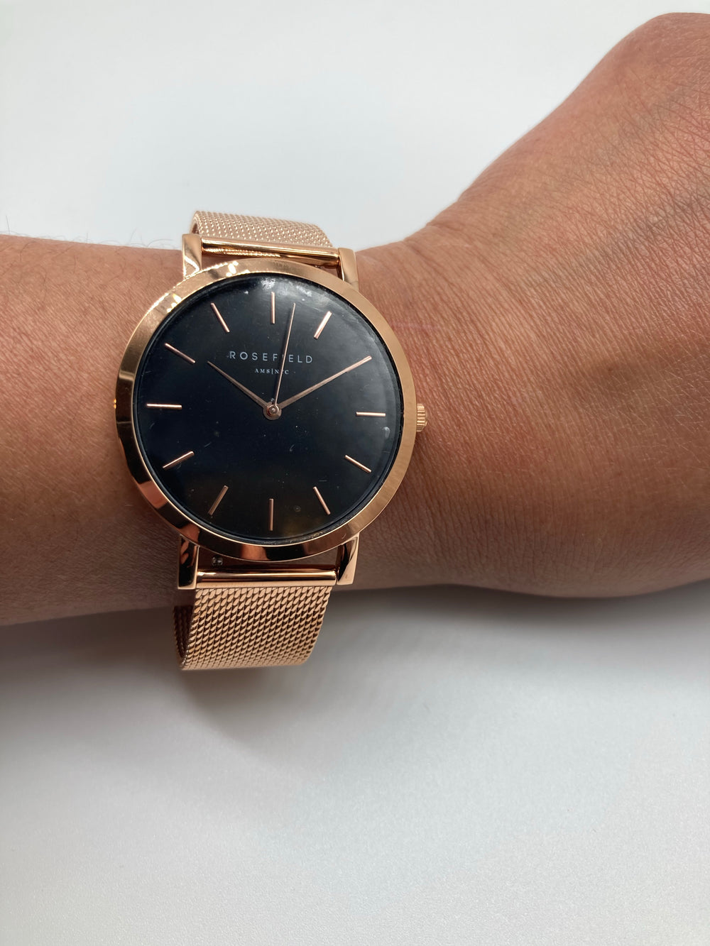 Rosefield Mercer Black And Rose Gold Watch
