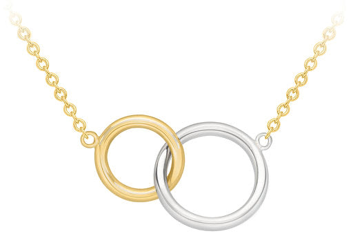 Two Colour Gold Linked Ring Necklace