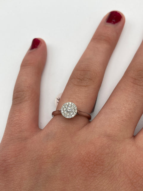 White Gold Round Cluster Engagement Ring