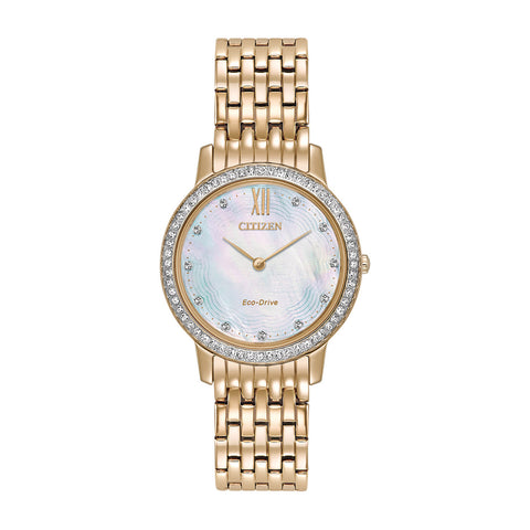 Citizen Eco Drive Mother of Pearl Crystal Dial Ladies Watch