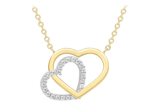 Two-Colour Gold Plain Heart Necklace