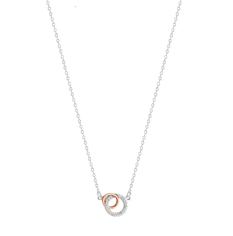 Sterling Silver C/Z Double Circle Necklace