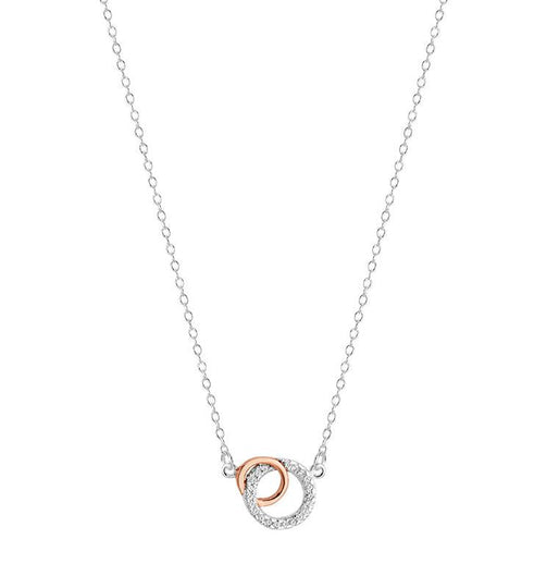 Sterling Silver C/Z Double Circle Necklace