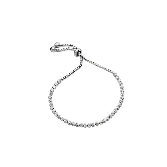 Sterling Silver Rubover Stone Set Adjustable Bracelet