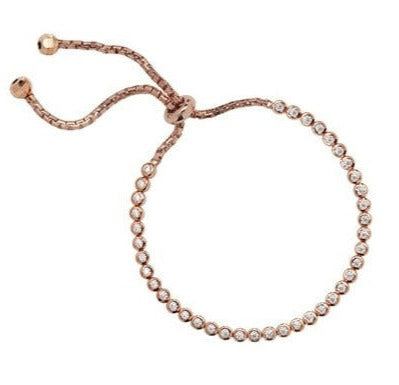 Sterling Silver Rose Gold Plated Stone Set Friendship Bracelet