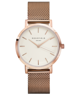 The Mercer White Rose Gold Watch