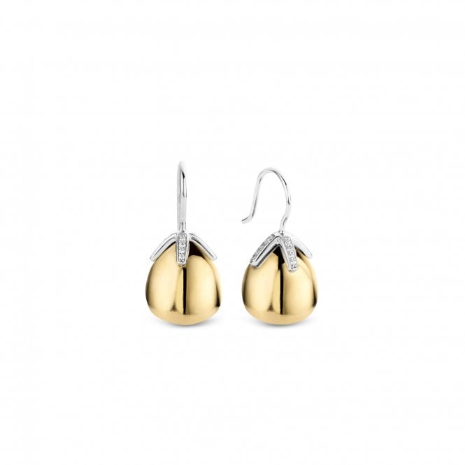 Silver Yellow Gold Plated Bud Stone Set Wire Earrings