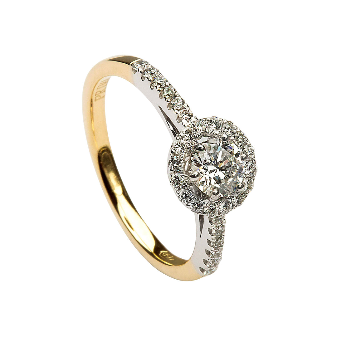 18ct Gold Solitaire Halo Ring