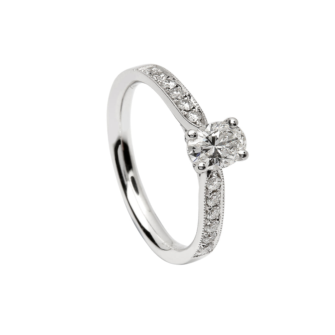 White Oval Set Engagement Ring